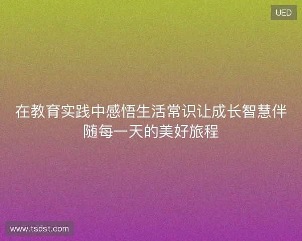 在教育实践中感悟生活常识让成长智慧伴随每一天的美好旅程
